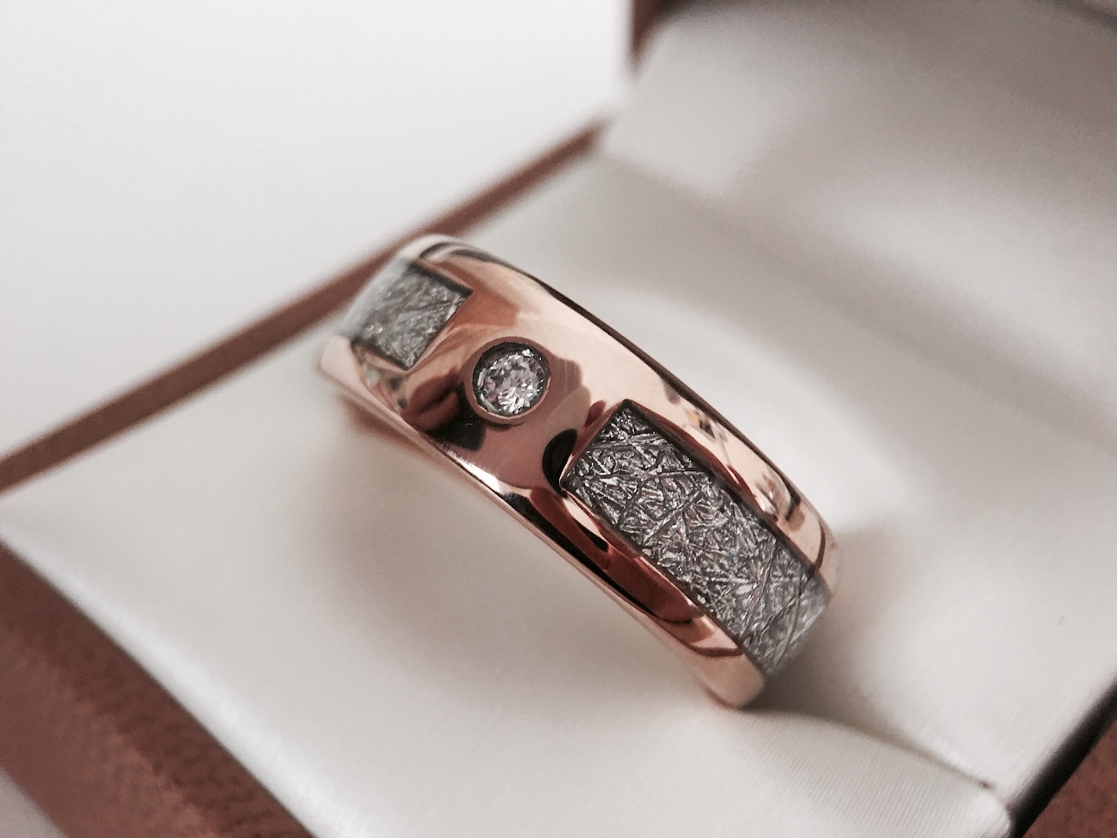 Meteorite Ring Rose Gold Tungsten Ring, Mens & Women Wedding Bands, Promise Ring