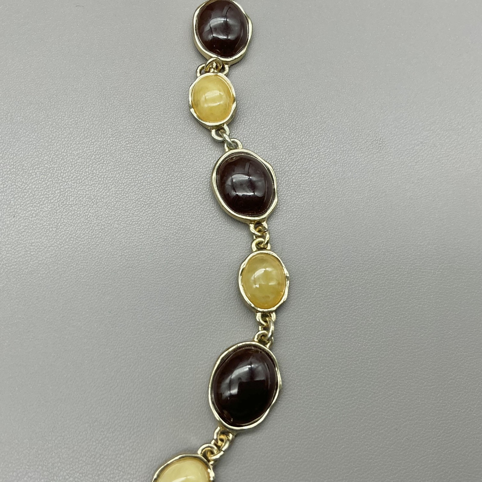 Ann Taylor Necklace Station Bead Glass Oval Gold Tone Multi Jewelry 26 Inch