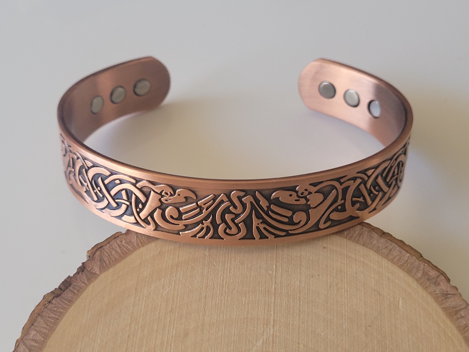 2 Pack Pure Copper Magnetic Bracelet Arthritis Pain Therapy Cuff Phoenix Bird