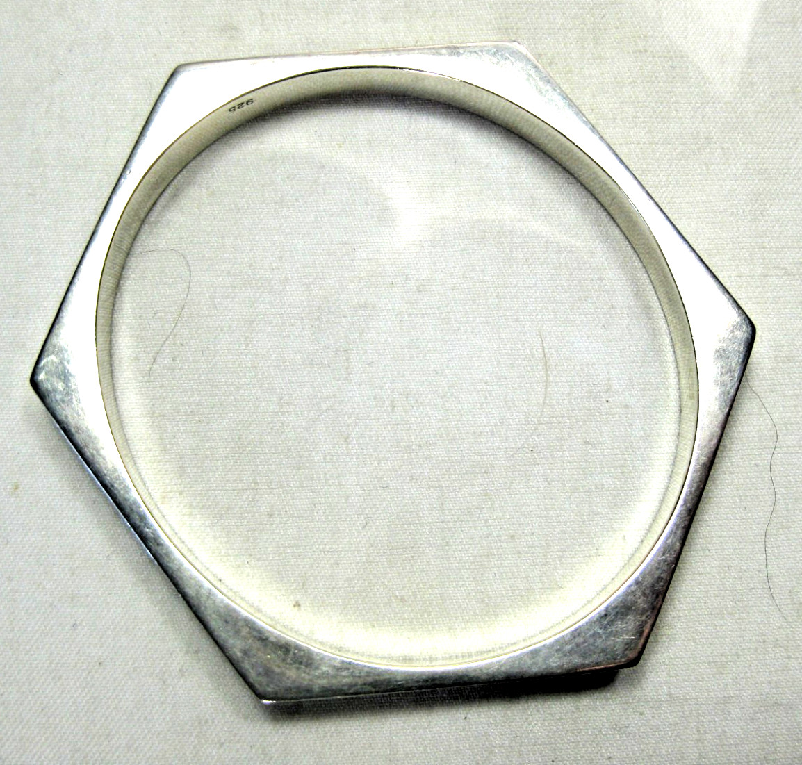 Sterling Silver 925 Bracelet Hollow Hexagon 15.8 Grams 2 5/8″ x 2 3/8″