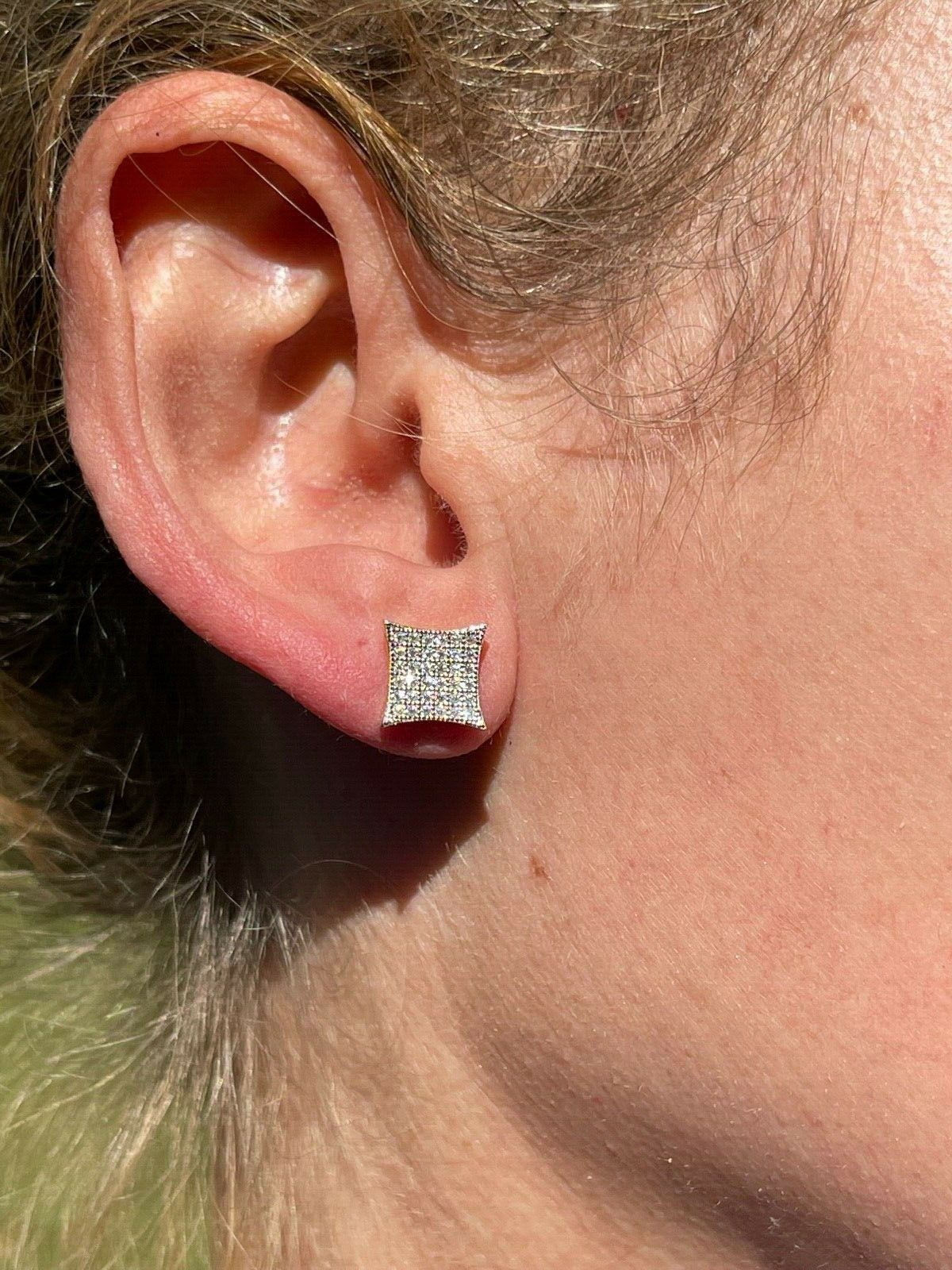 Real 925 Silver Iced Hip Hop Square Kite Earrings REAL MOISSANITE Pass Tester