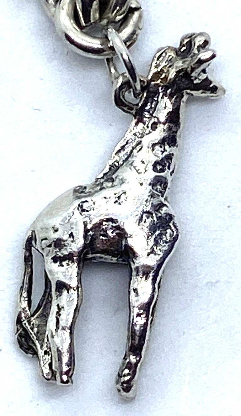 RARE SUSAN CUMMINGS STERLING SILVER (5) AFRICAN ANIMALS MBUGANI CHARM BRACELET
