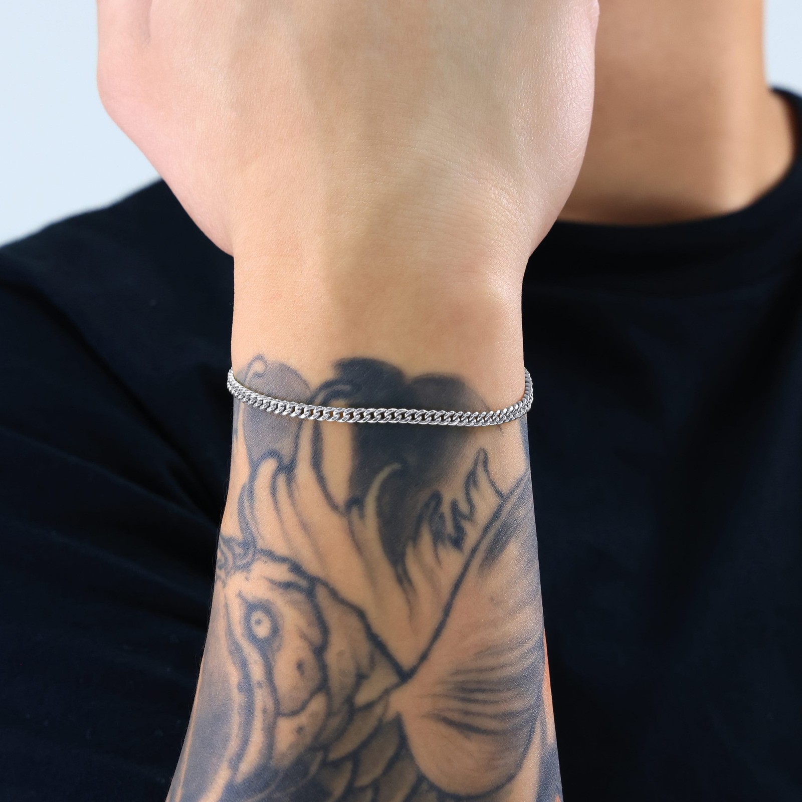 10K White Gold 3mm Miami Cuban Link Chain Bracelet Men Women 7″ 7.5″ 8″ 8.5″ 9″