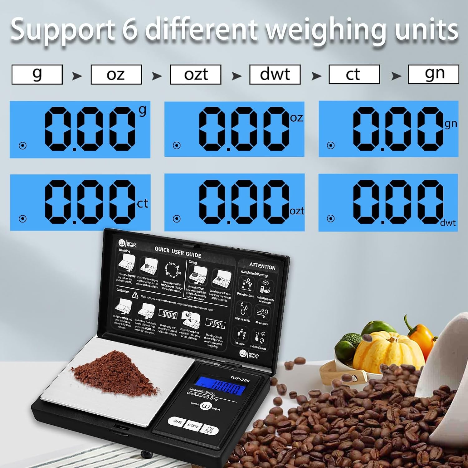 Weigh Gram 200G Digital Pocket Gram Scale 0.01G Accuracy, 200G X 0.01G Mini Digi