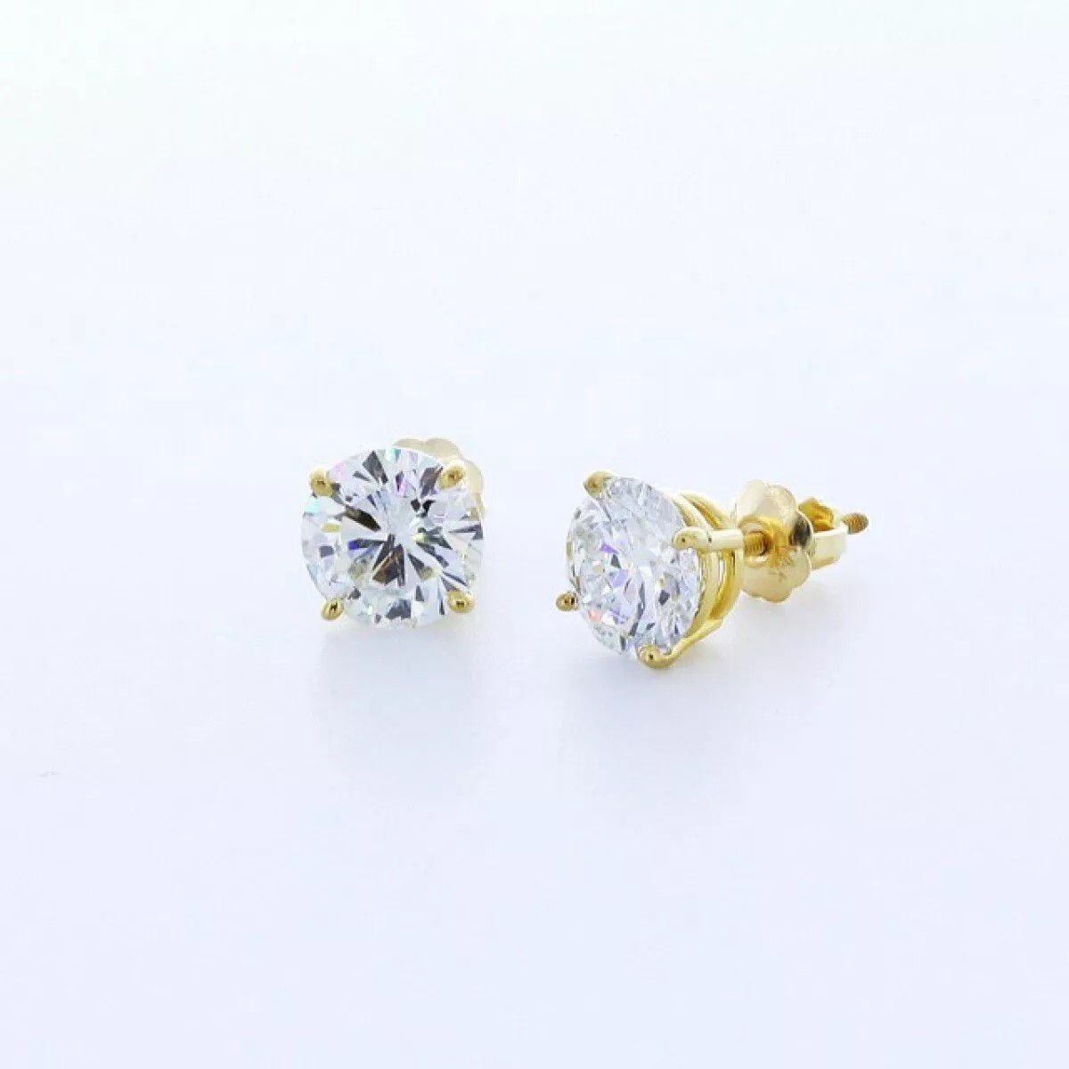 Stud Earrings Solid 14K White Gold Classic 2.99 CT Round Natural Diamond F VS2