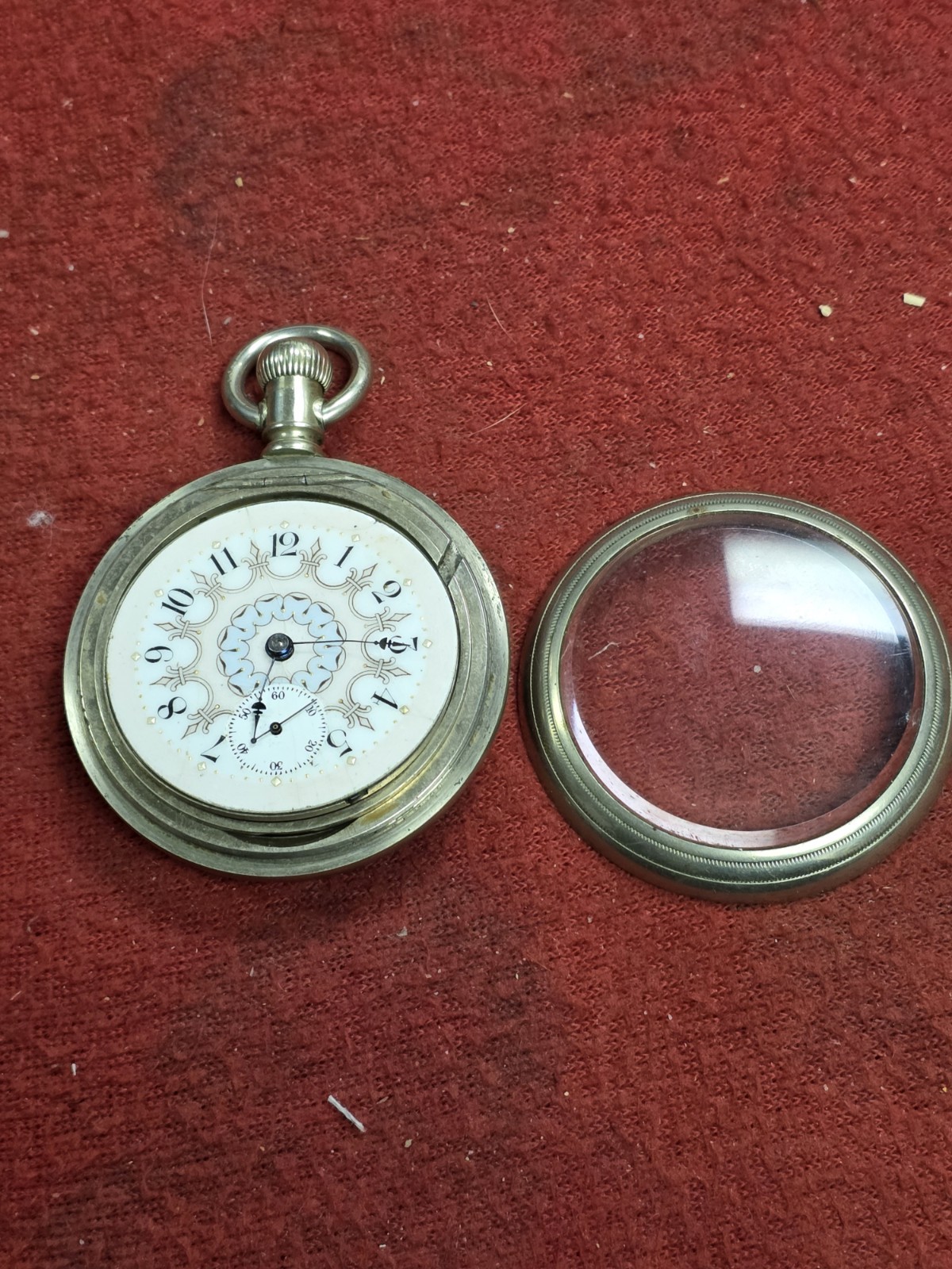 Hampden 18s 17J Model 2 New Railway Pocket Watch Fancy Dial Working Beauty