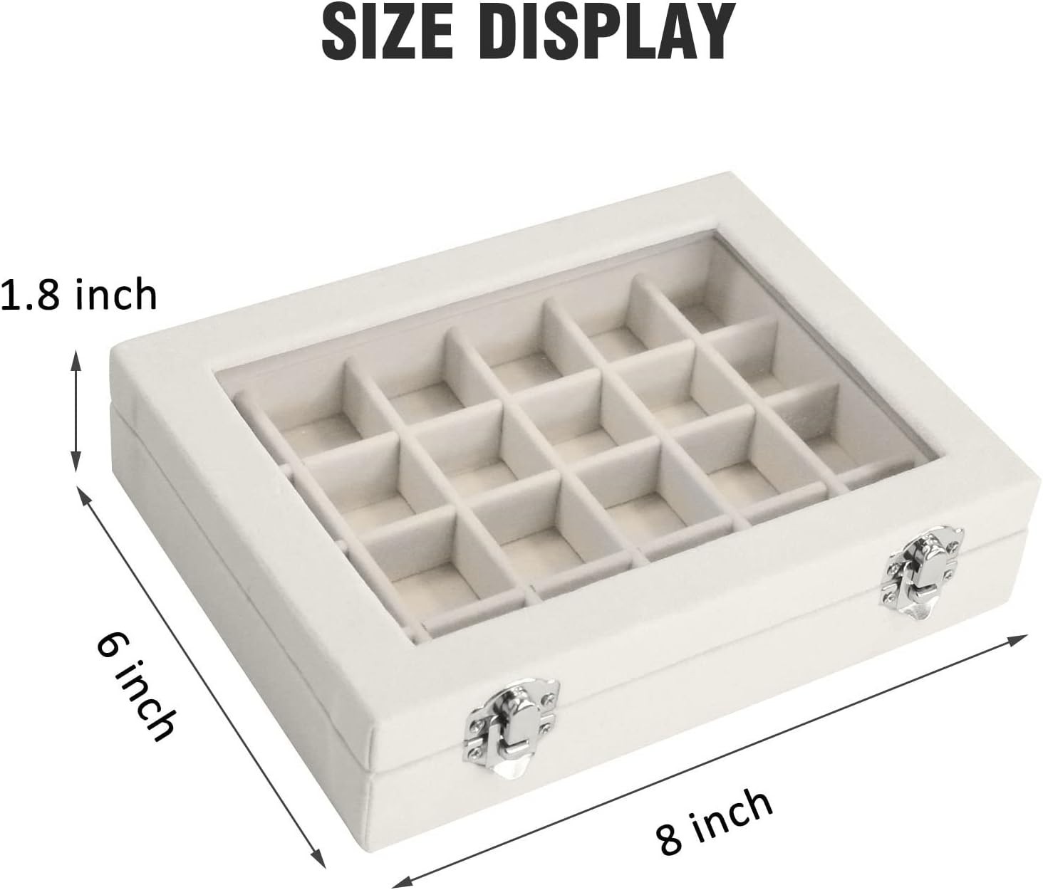 Velvet Jewelry Box 24 Grid – Ring/Earrings Organizer, Storage Case for Women