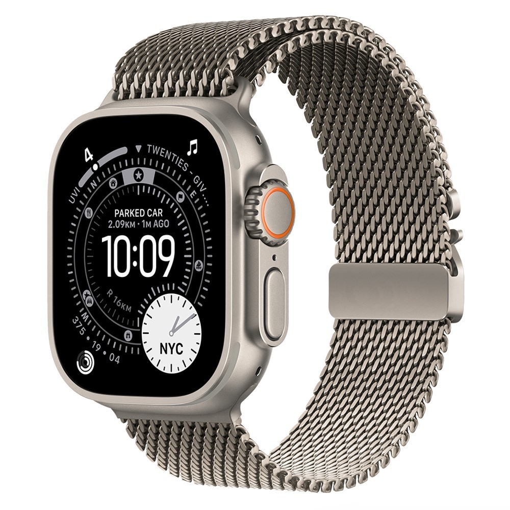 Natural/Black Titanium Milanese Loop Band Strap for Apple Watch Ultra 3 2 1 49mm