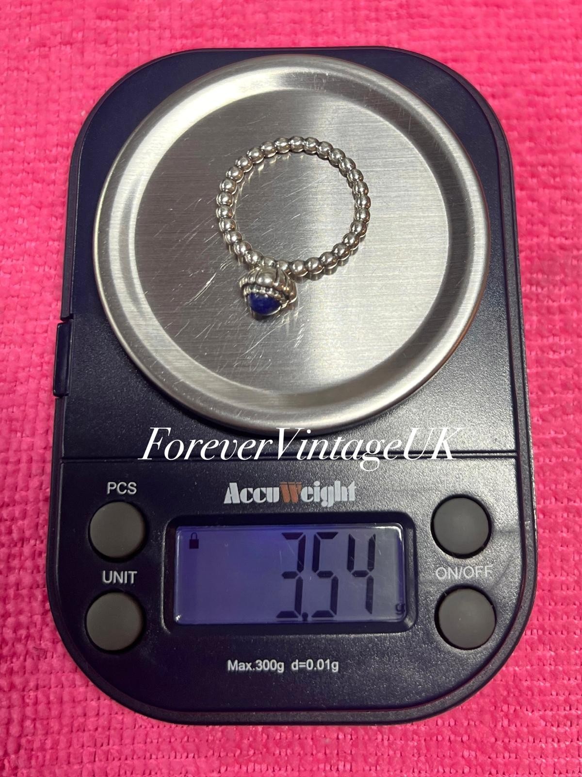 Pandora 🩷 Silver “September Birthstone” Ring – Blue Lapis – EU 56 – 3.54g