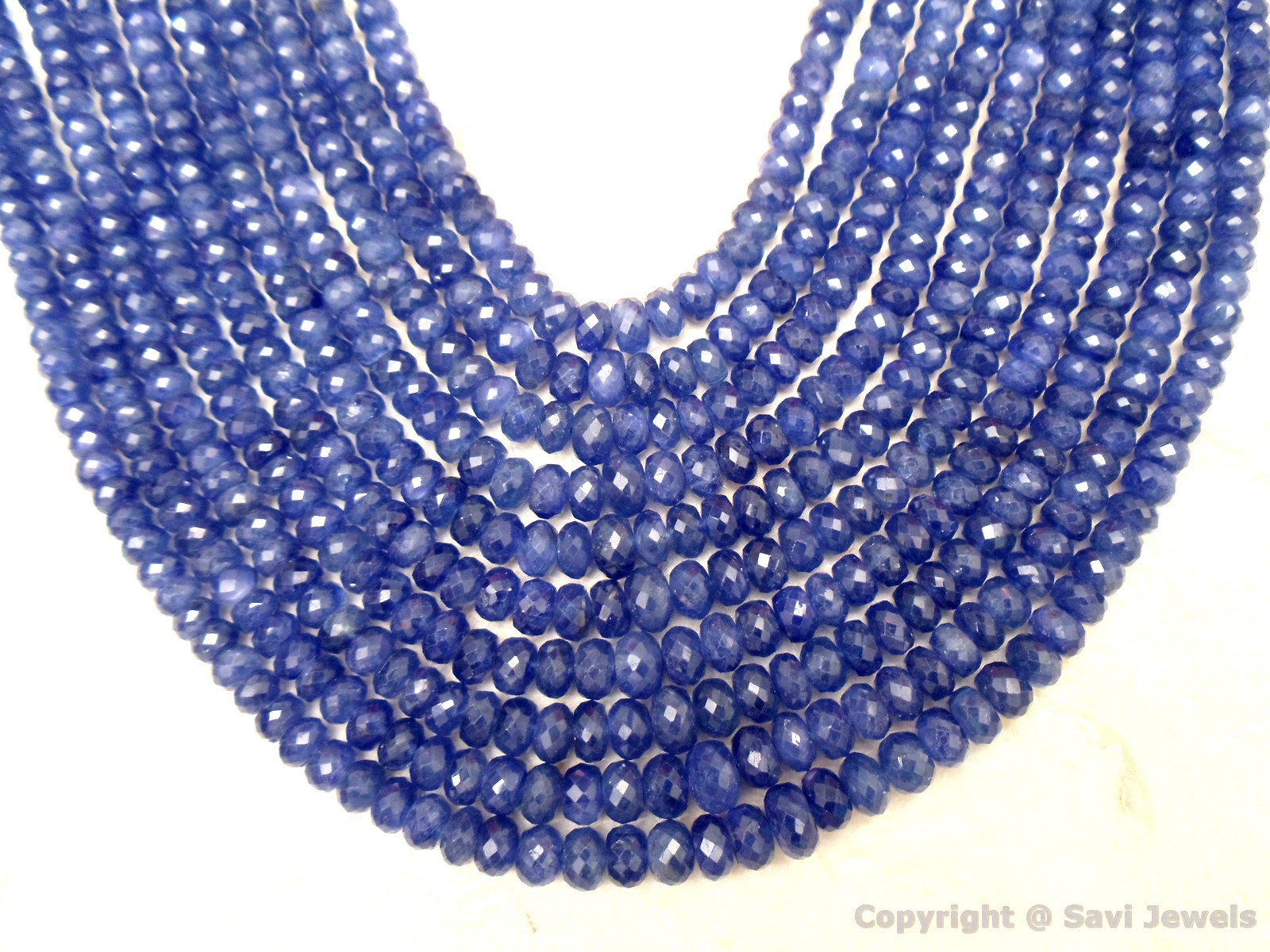 SAPPHIRE 3mm-5mm Graduated FACETED Rondelle Gemstones 6″ Str 30 Ctw A++