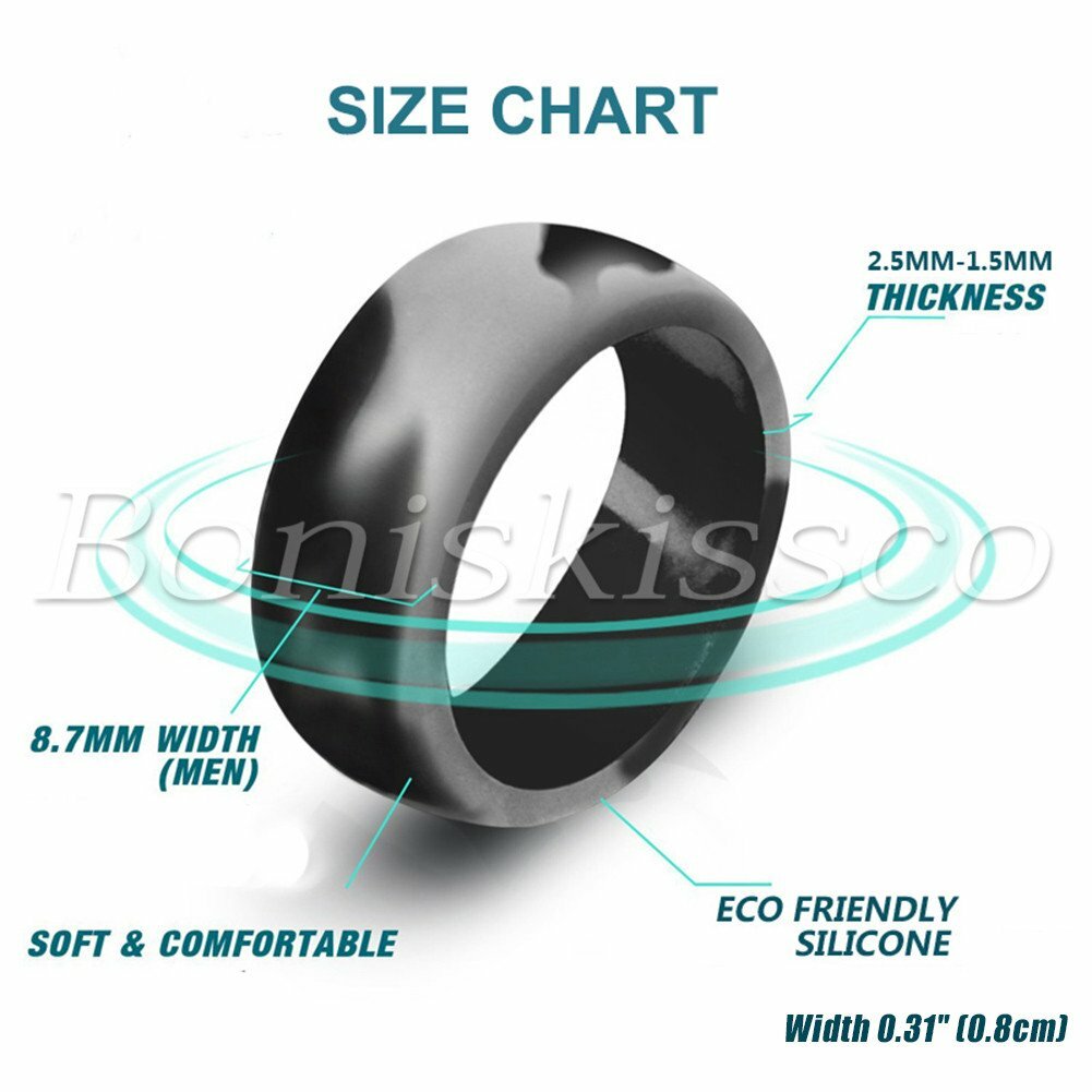 10 Colors 8.7mm Mens Silicone Wedding Ring Band Promise Engagement Sports Outfit