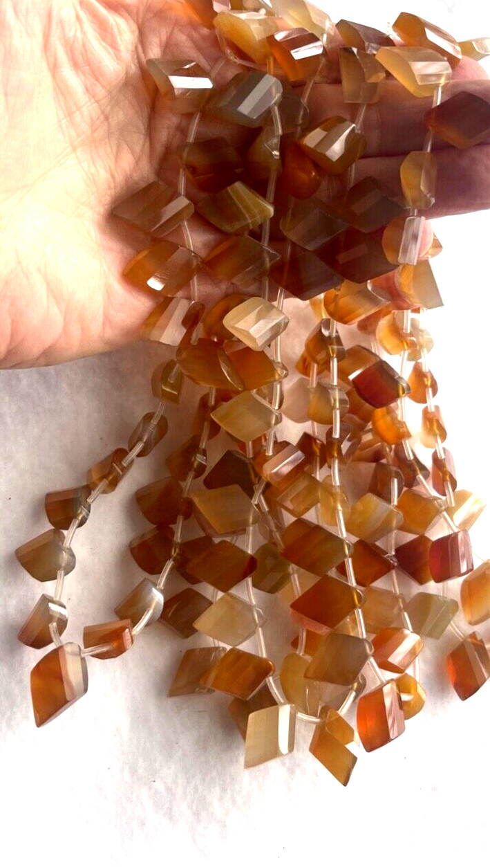 ONE 15″ STRAND OF GENUINE FACETED KITE SHAPE CARNELIAN 19X13M BELOW WHOLESALE!!!