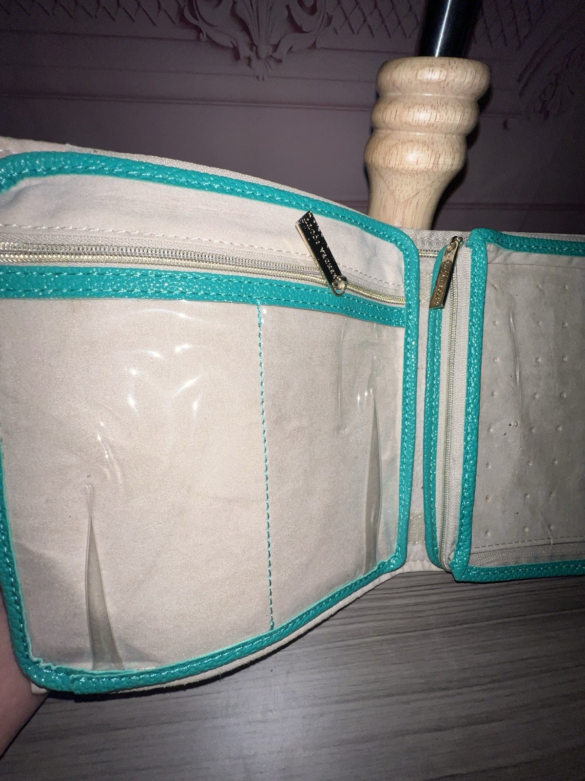 Kendra Scott Jewelry Travel Organizer Teal Faux Leather Case Removable Pouches