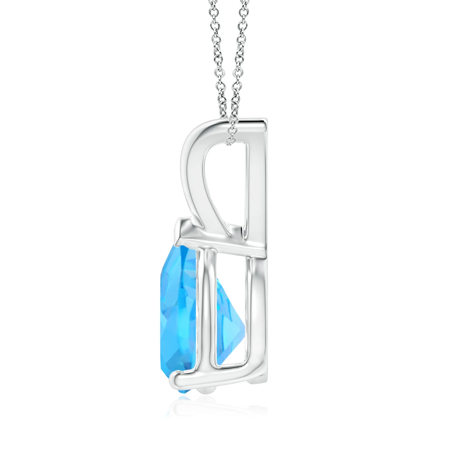 ANGARA 1.9 Ct Pear-Shaped Natural Swiss Blue Topaz Pendant Necklace in Silver