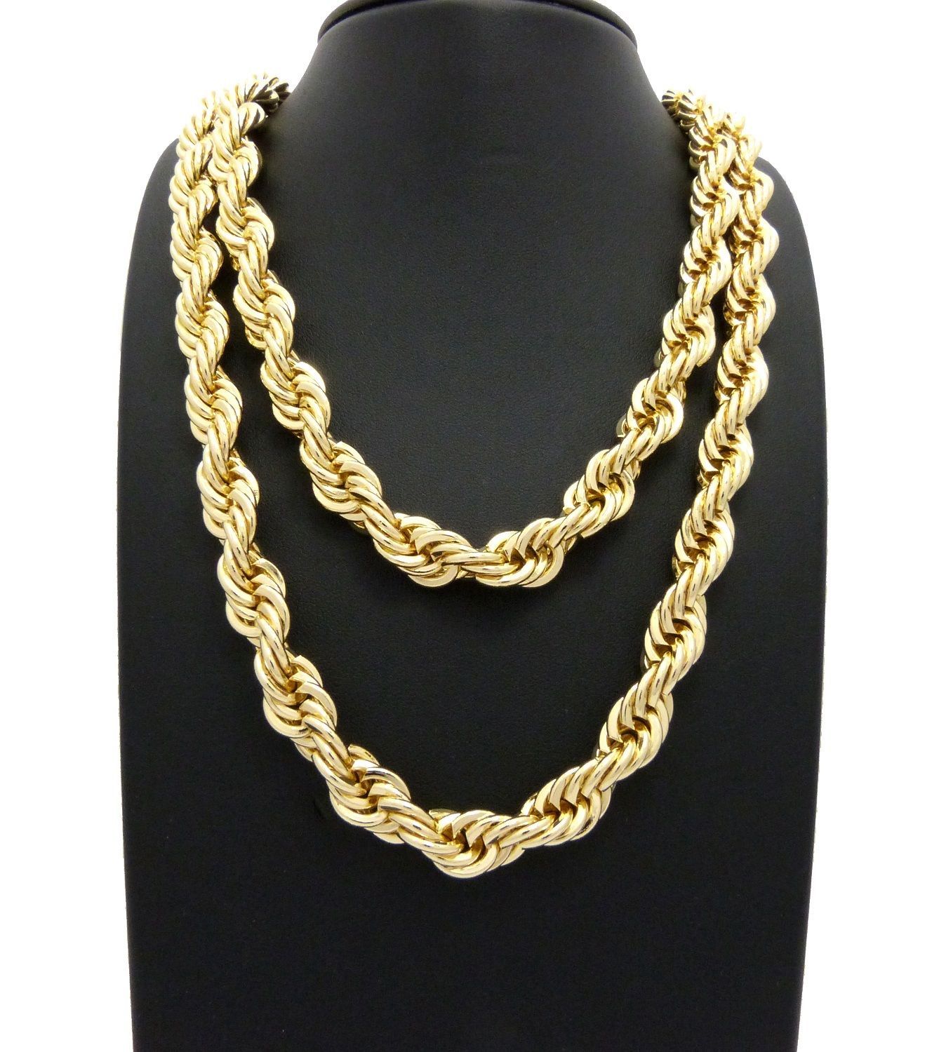 Men’s 90’s Hip Hop Rapper Style Hollow 10mm 22″, 26″ Rope Chain 2 Necklace Set