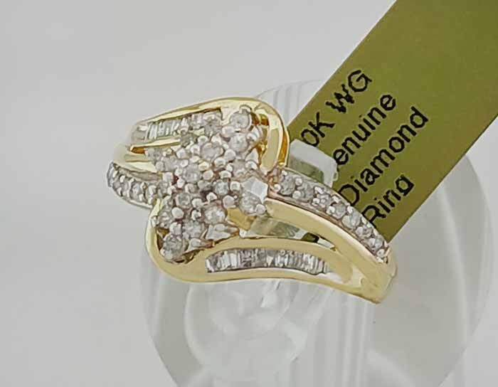 GENUINE 0.50 Cts DIAMONDS COCKTAIL RING 10K GOLD – Free Certificate Appraisal