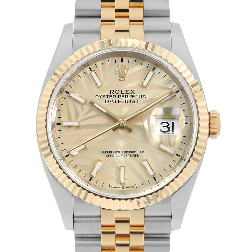 ROLEX DATEJUST 36 126233 Golden Palm motif 5 row jubilee bracelet Random Num…