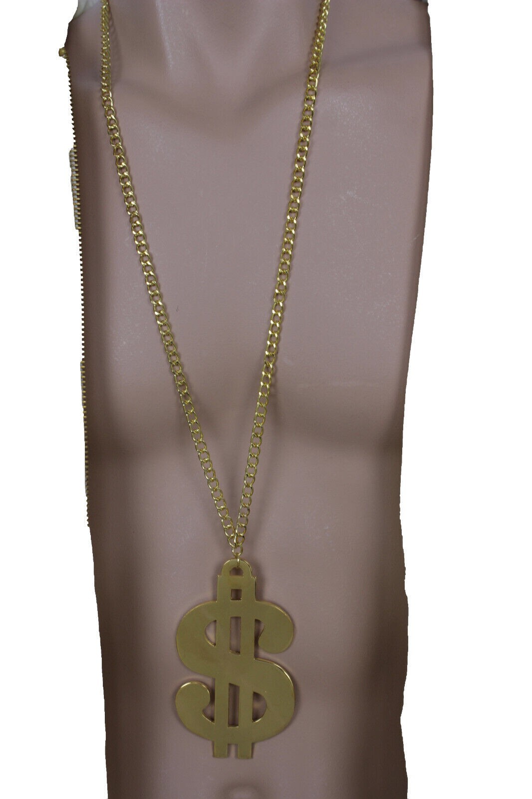 Men Hip Hop Big Necklace Gold Metal Chain Long American Dollar $ Solid Pendant