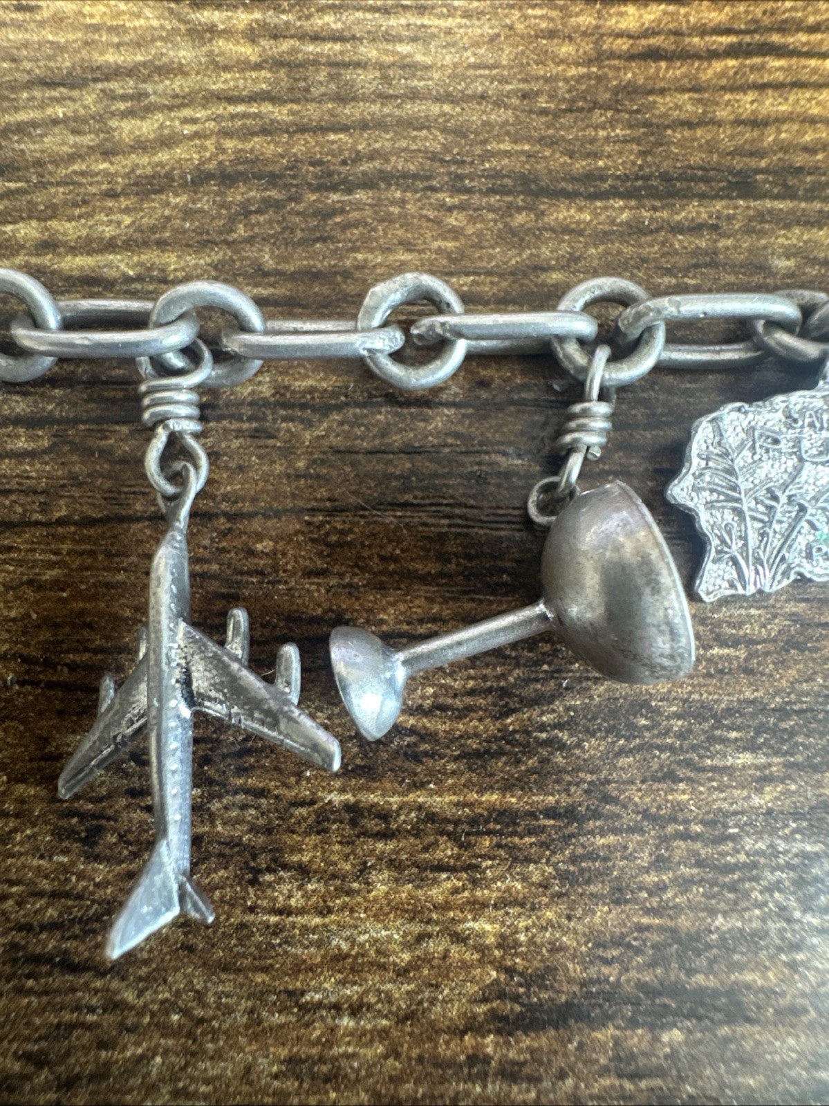 Vintage Estate 925 Sterling Silver Charm Bracelet 6 Charms – 22.4g, 7.25”