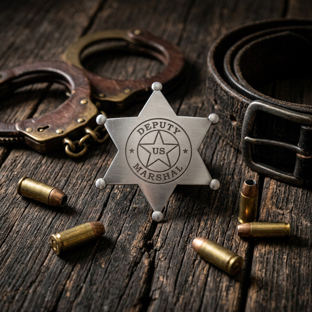 Western Badge Gift Set Old West Silver Finish Badge – United States Marshal