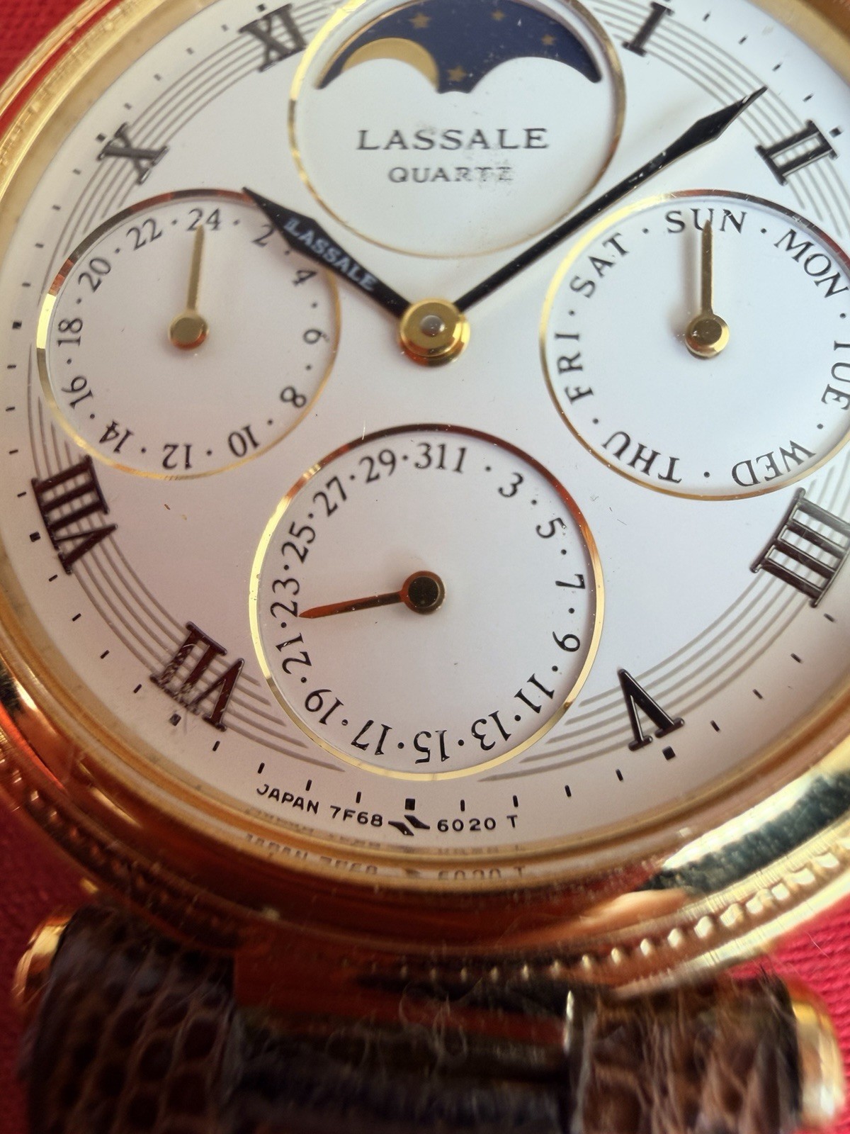 NOS Seiko Lassale 7F68-6020 Moonphase Perpetual Calendar Watch No Movement