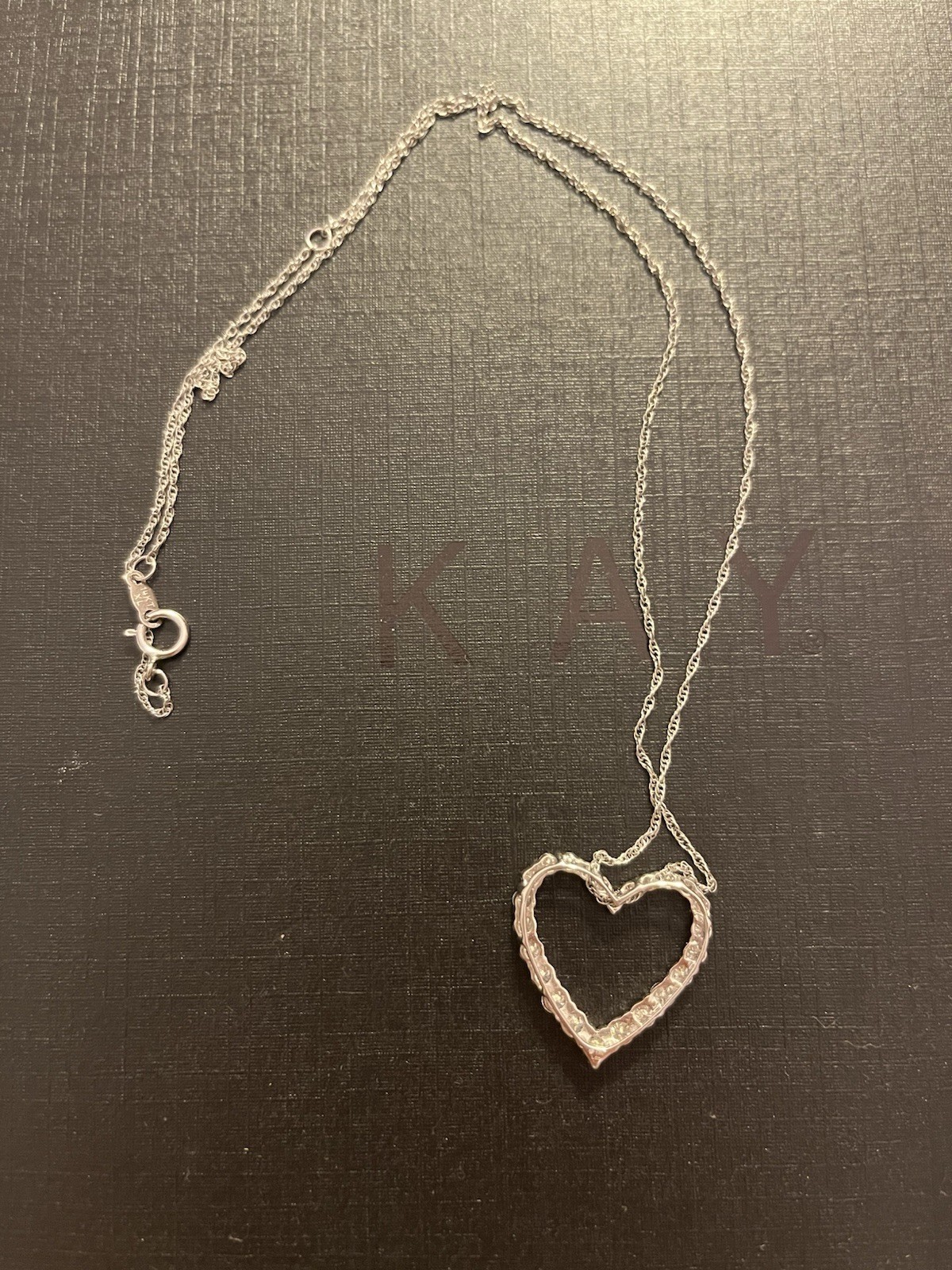 Kay Jewelers Silver Diamond Heart Charm Pendant Necklace