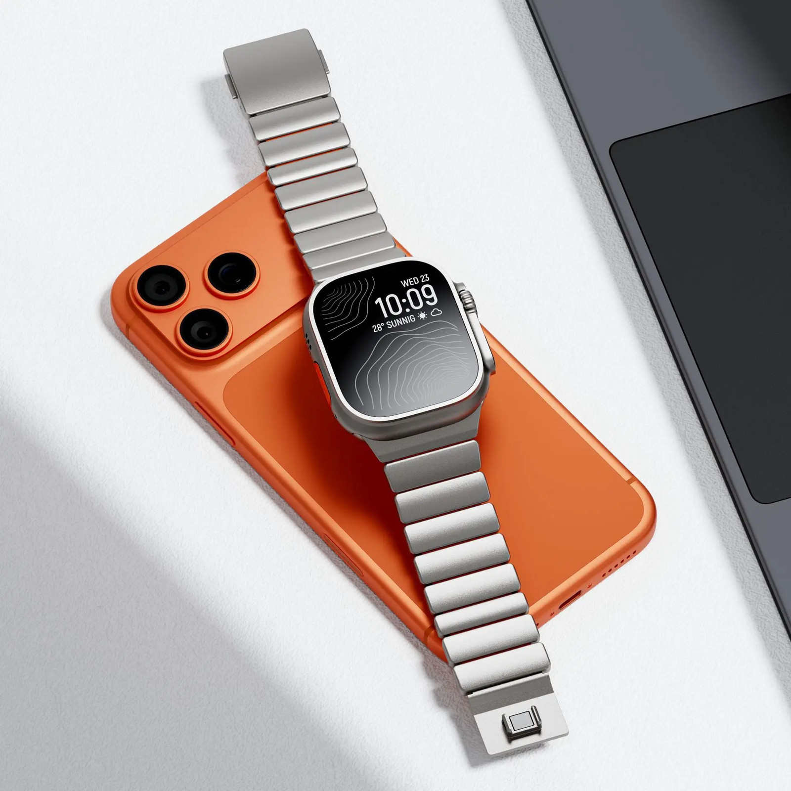 Titanium Rubber Strap for Apple Watch Ultra 3 2 1 49mm 10 11 46mm 45MM 44MM