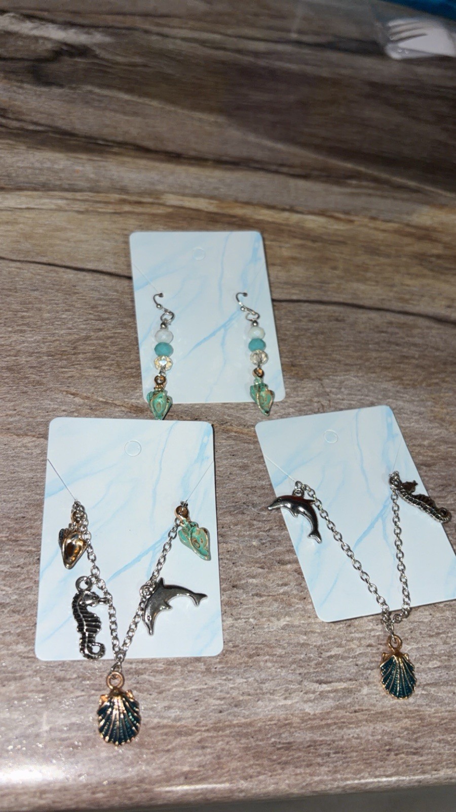 Sea Life Charm Jewelry Set Earrings Bracelet Necklace Silver Gold Green Blue