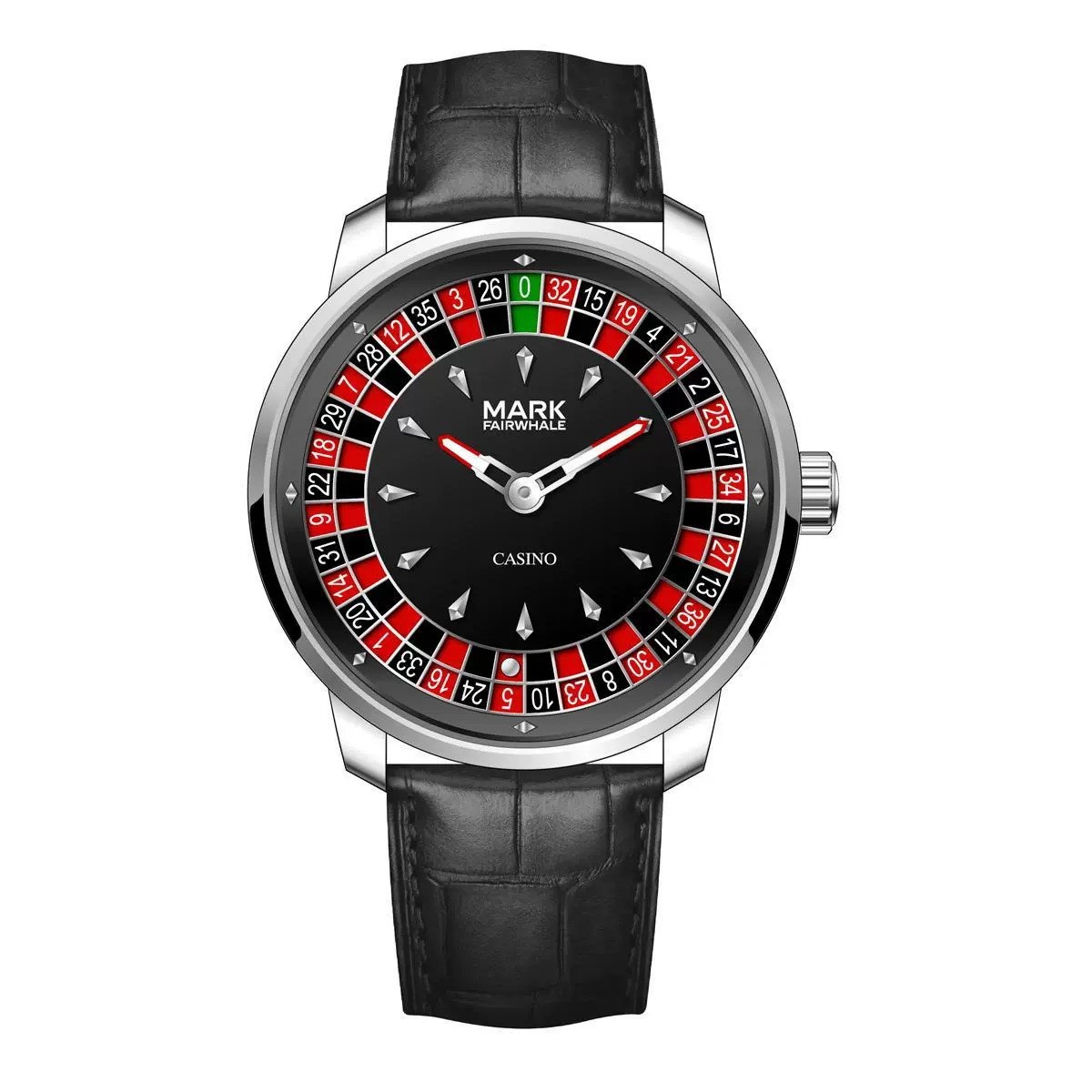 Mark Fairwhale Casino Watch Men Roulette Rolling Ball Black Leather Quartz New