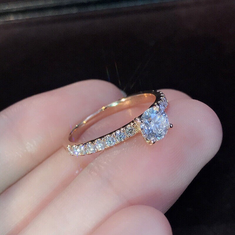 Exquisite Silver Round Artificial Sapphire Ring Women Wedding Bride Jewelry
