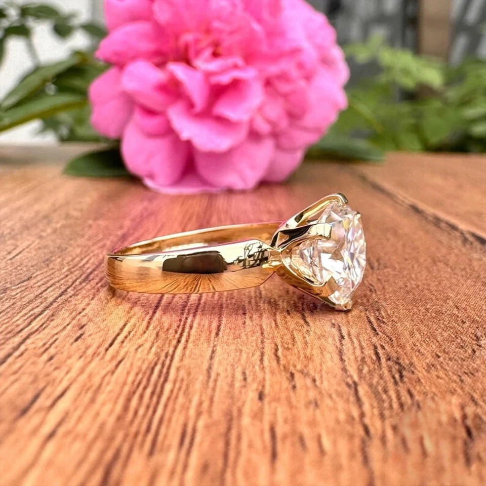 RARE Certified 6.10 Ct Ct White Treated Diamond Solitaire Ring In 925 Silver