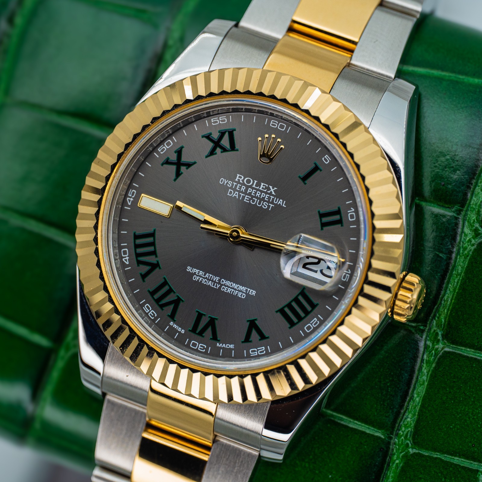 2014 Rolex Datejust 116333 41mm Wimbledon Dial Two Tone Yellow Gold/Steel B+P