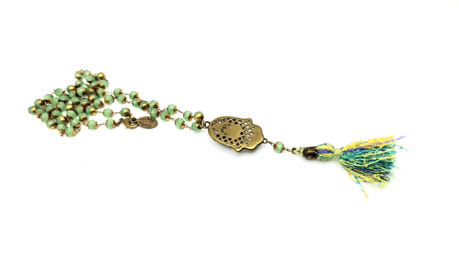 Beautiful Long Necklace With Hamsa Pendant With Crystals By Michal Negrin