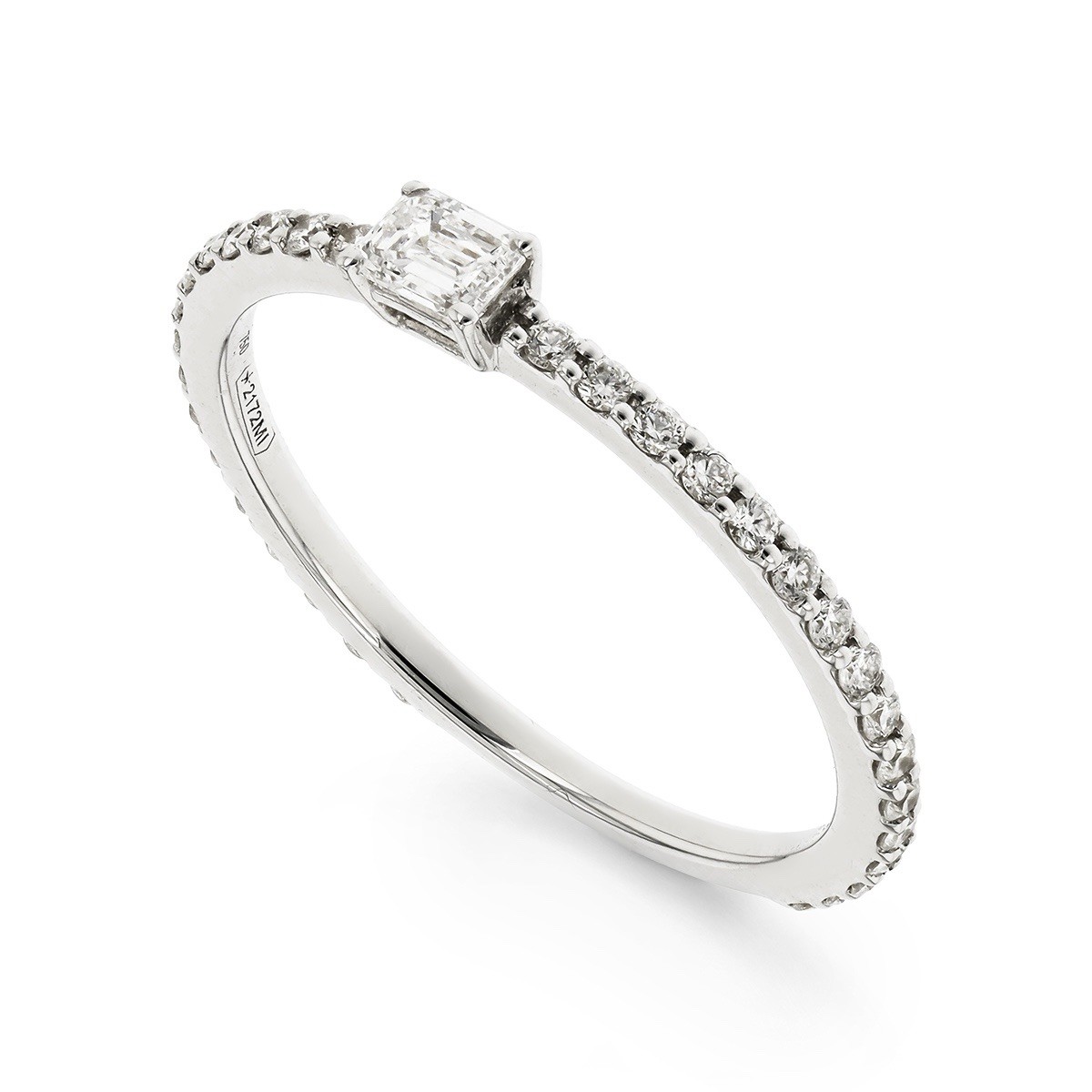 ZYDO Italy “Luce Scintillante” 18K White Gold Natural Emerald Cut Diamond Ring