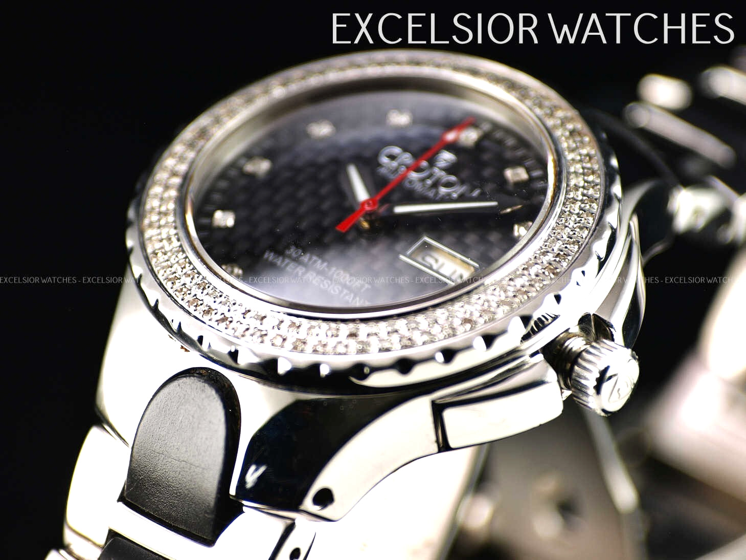 Croton 128th Anniversary Womens 38mm Swiss ETA Automatic Diamond Sapphire Diver