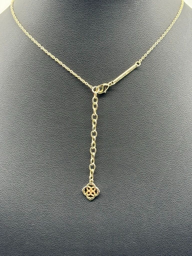 Kendra Scott Ari Heart Necklace 14K Yellow Gold On Brass Iridescent Drusy Signed