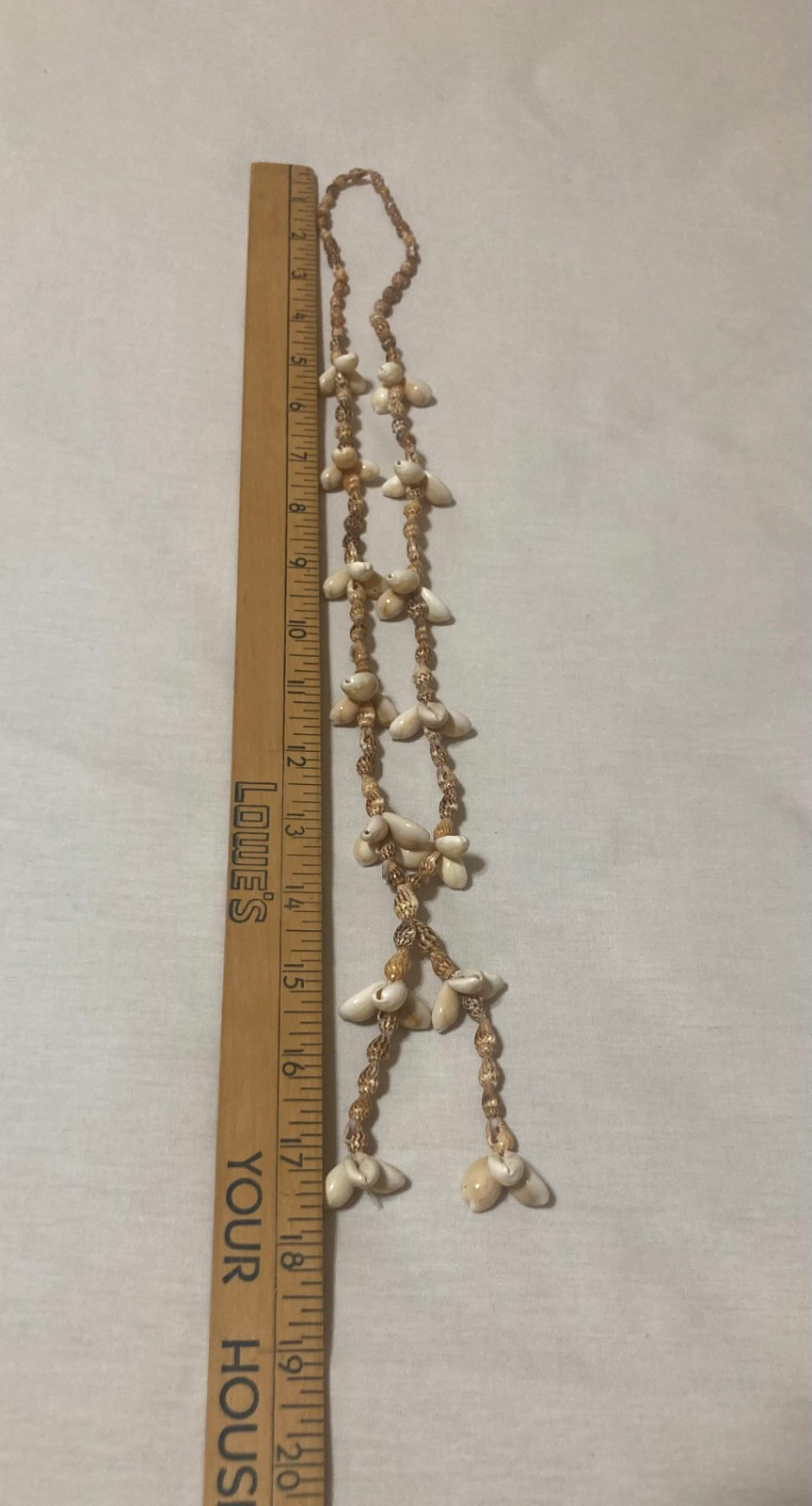 Vintage Cowrie Shell Necklace Beaded Tassel Beach Surfer 28”