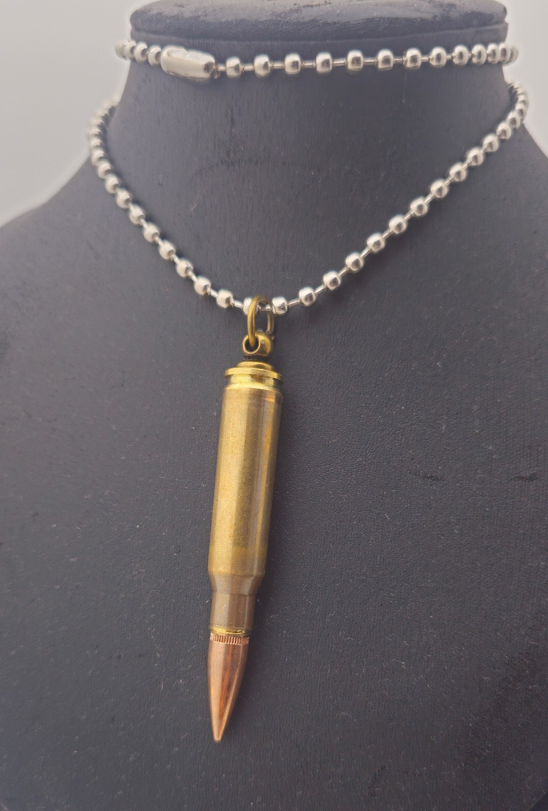 308 Bullet Pendant Necklace, Caliber 7.62×51 Bullet And 60cm Dog Tag Chain MKII