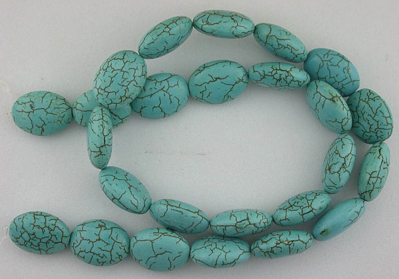 16mm x 12mm 17mm x 12mm Oval Blue Magnesite Turquoise Bead 16″ Gem Stone Strand