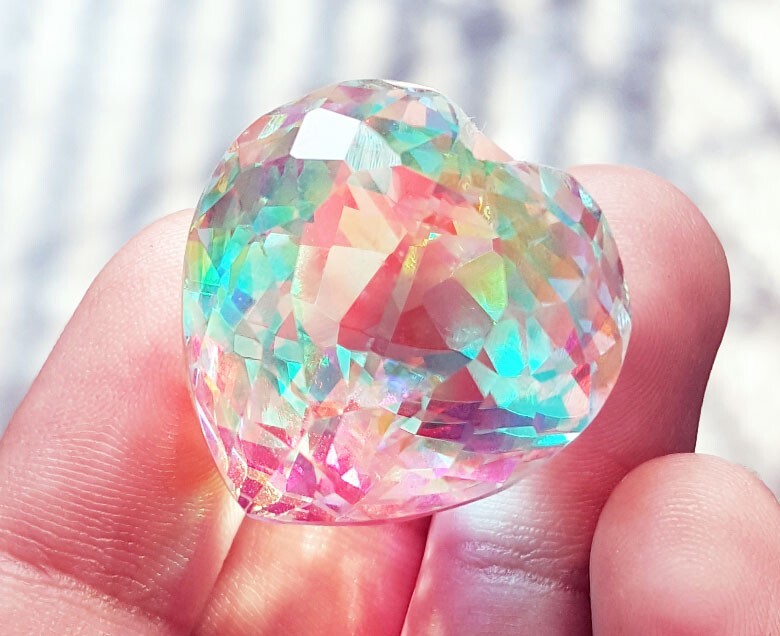 Mystic Quartz Loose Gemstone Heart Shape 53.45 Ct Certified With Free Gift