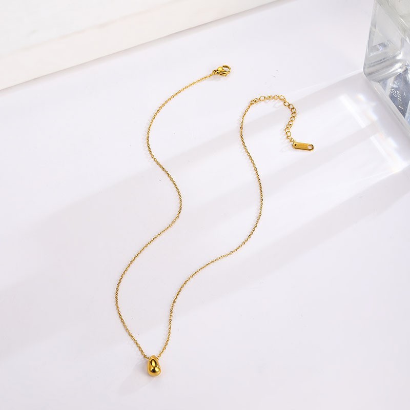 Waterdrop Teardrop Gold Silver Pendant Stainless Steel 16-18″ Chain Necklace PE6