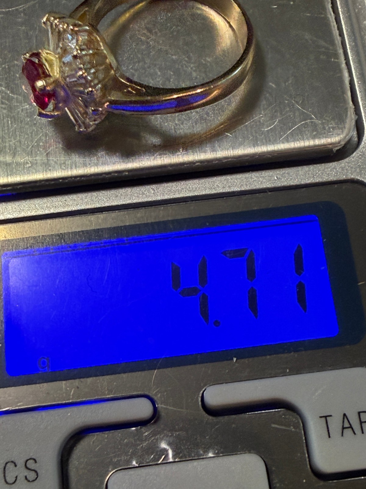 Vintage SOLID 10KT BJM Gold Stamped Red Size 8 Ring 4.71g NOS NOI!