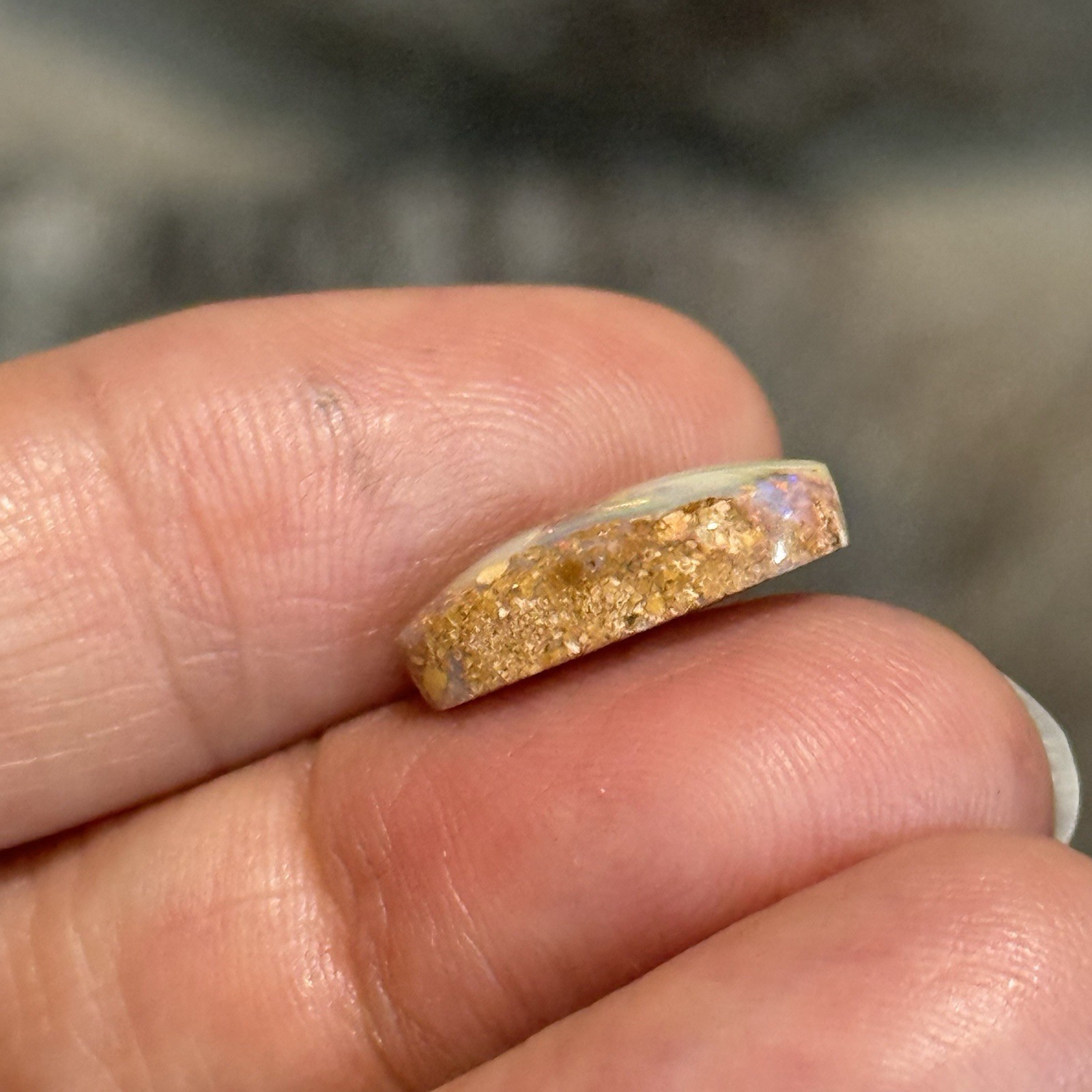 4.35ct 16.3×8.5×4.9mm Australian Crystal Pipe Boulder Opal Oval Cabochon Gem