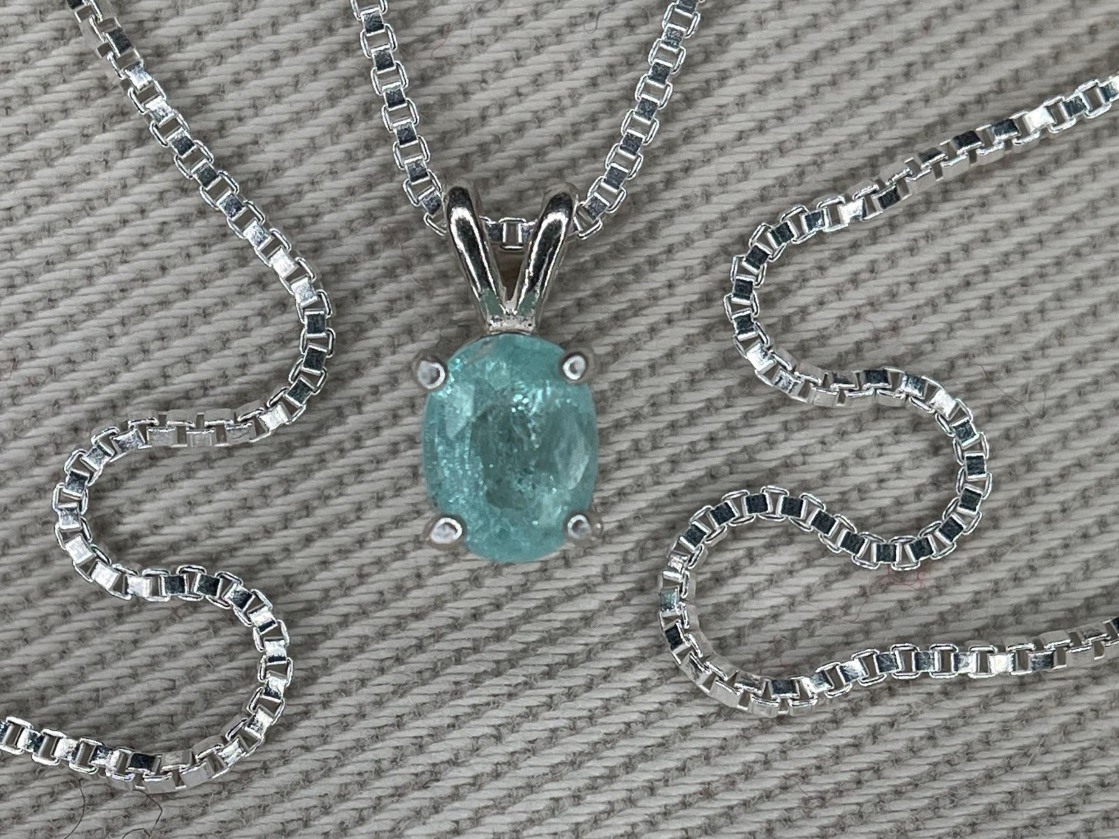 Certified Paraiba Tourmaline Necklace 0.43ct Sterling Silver Blue Green PB61