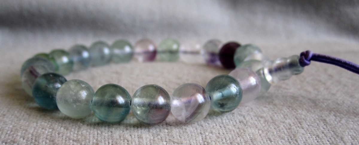 Fluorite Buddha Bracelet 17cm Untreated / PRC – Power Beads.