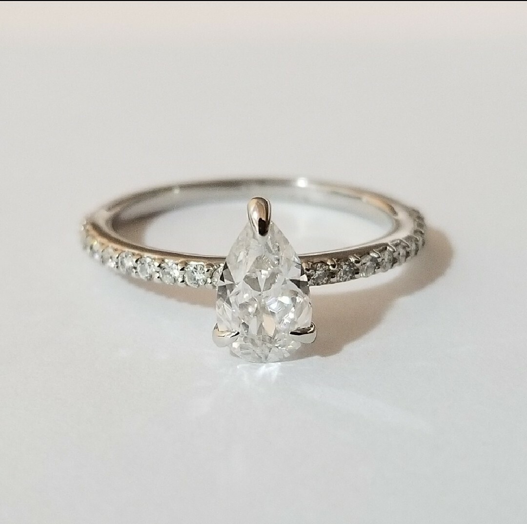 1.50 CARAT FOREVER ONE MOISSANITE PEAR SHAPE CHARLES & COLVARD RING