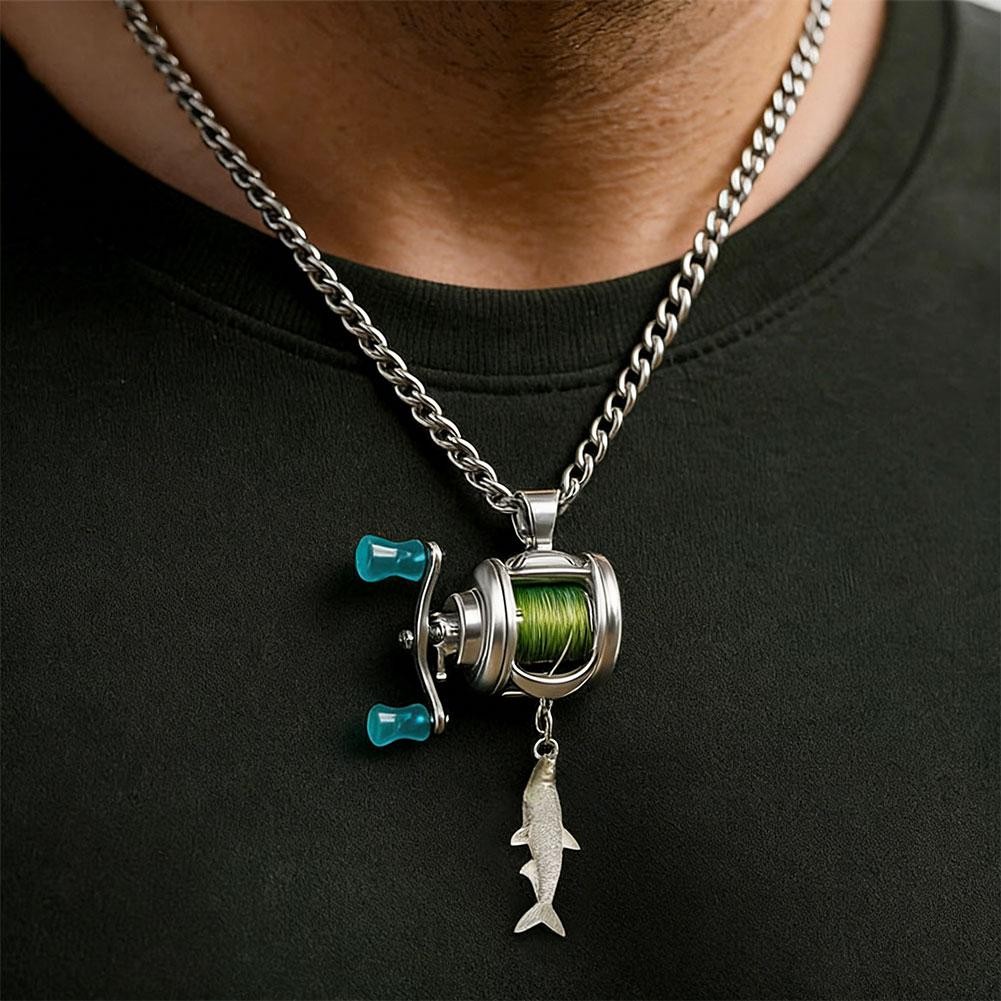 Fishing Reel Necklace Mini Rotating Reel Necklace Angler Jewelry Pendant Gift