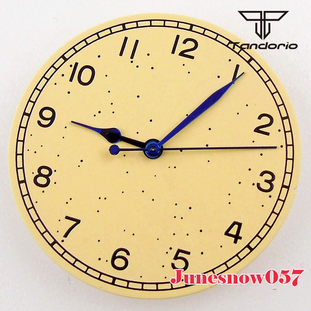 Tandorio 33.5MM Black/Yellow/White Watch Dial Fit NH35 NH36 SKX ETA2824 Movement