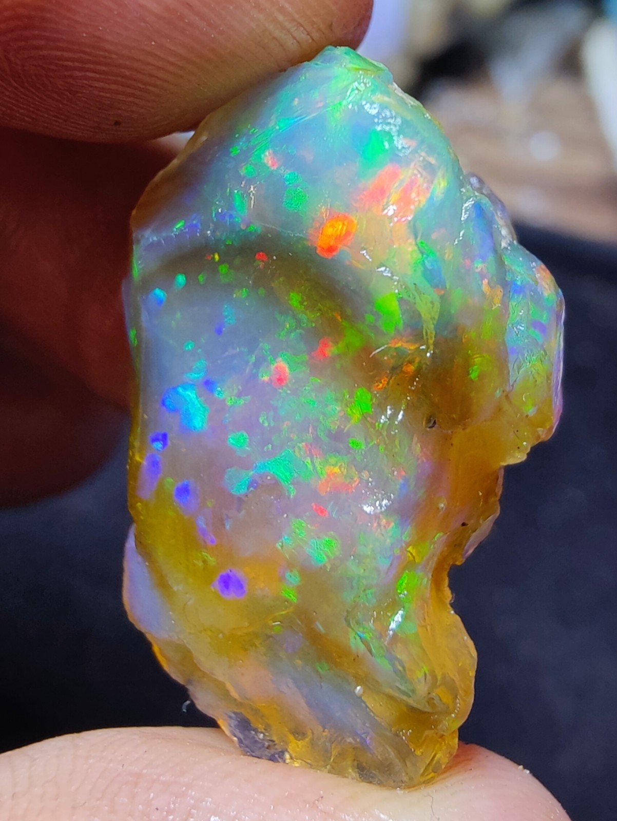 46 Carat, Natural Ethiopian Opal Raw Rough, Multi Flash Gemstone.