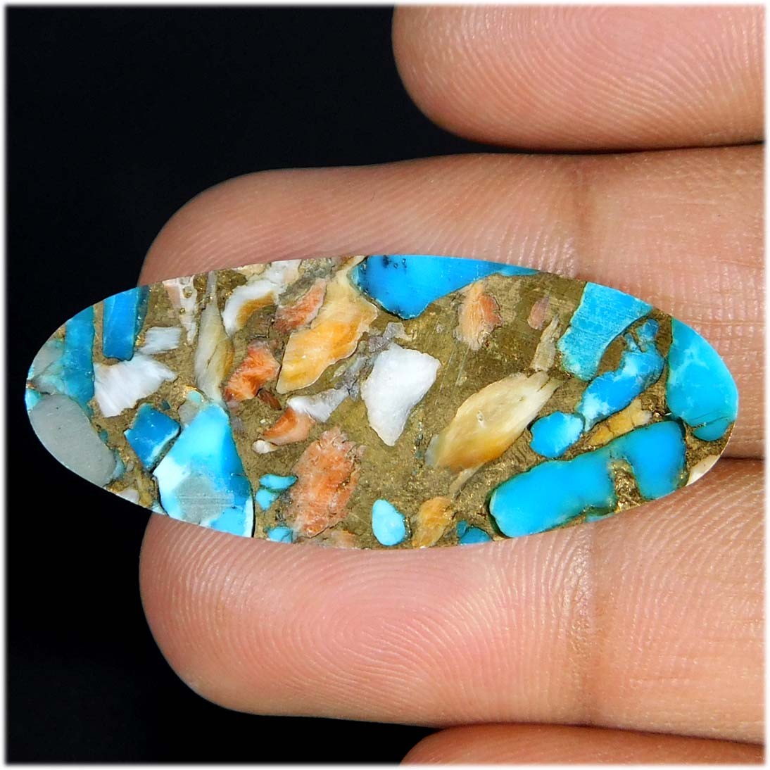 20.50Cts. Natural Spiny Oyster Copper Turquoise Oval Cabochon Loose Gemstone